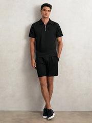 Reiss | Bonded-Leather Low-Top Trainers in Black