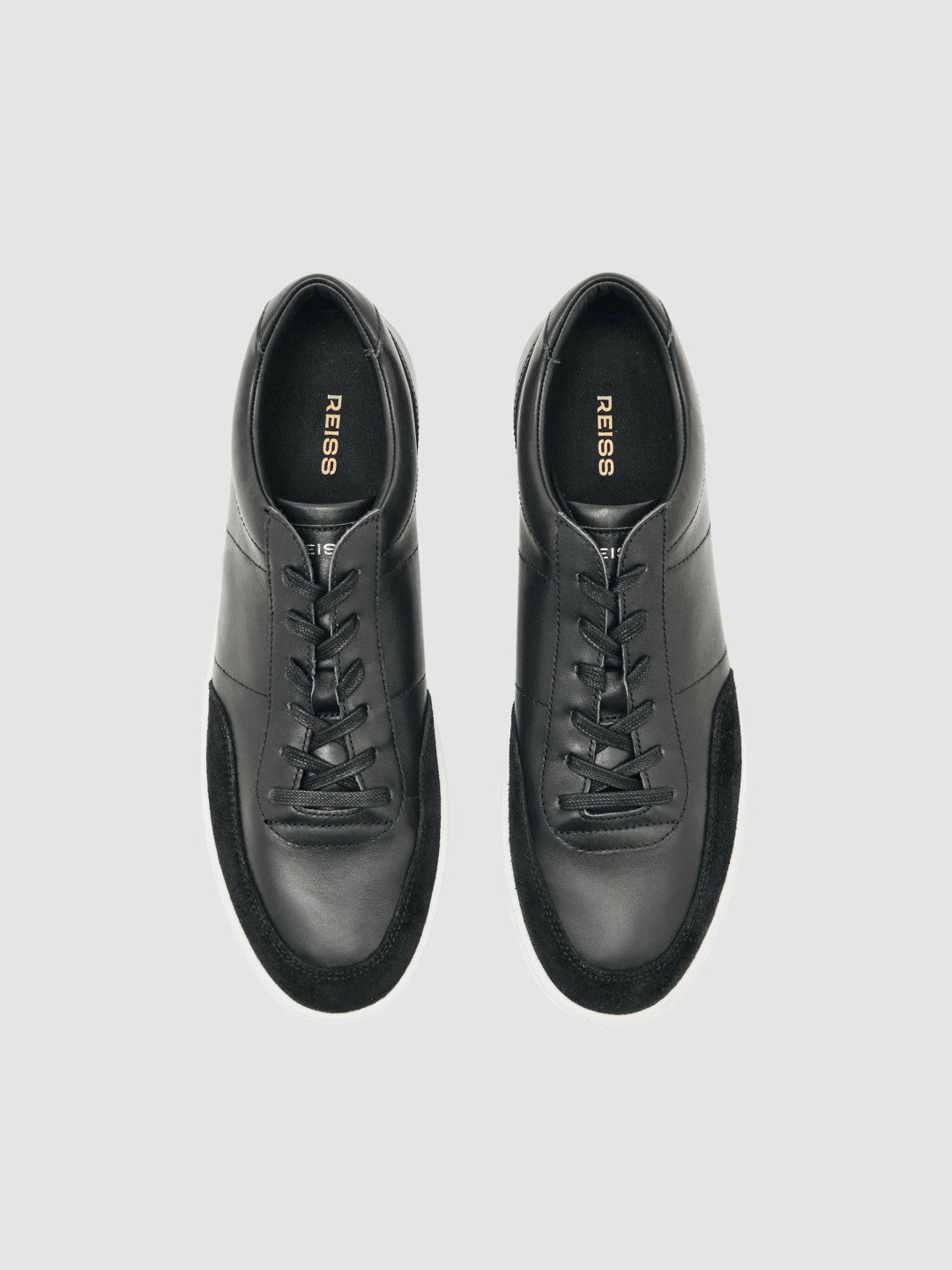 Reiss | Bonded-Leather Low-Top Trainers in Black