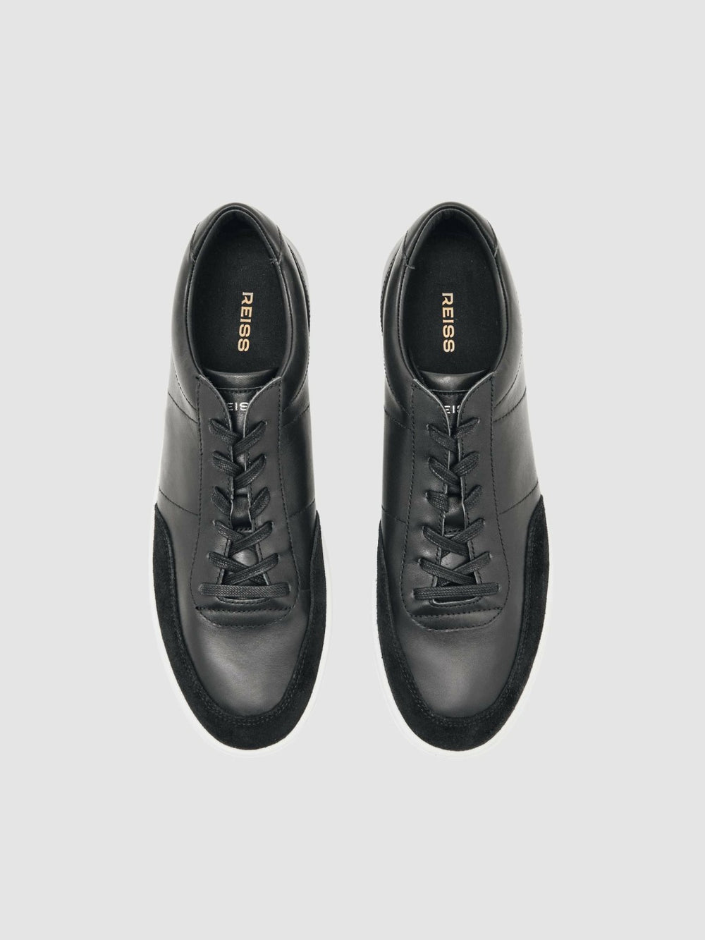 Reiss | Bonded-Leather Low-Top Trainers in Black