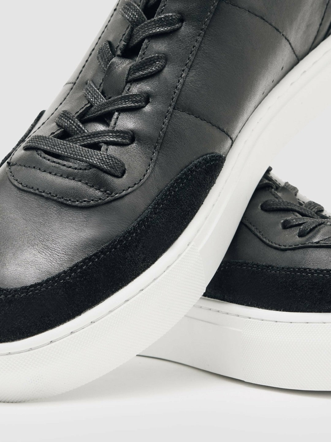 Reiss | Bonded-Leather Low-Top Trainers in Black