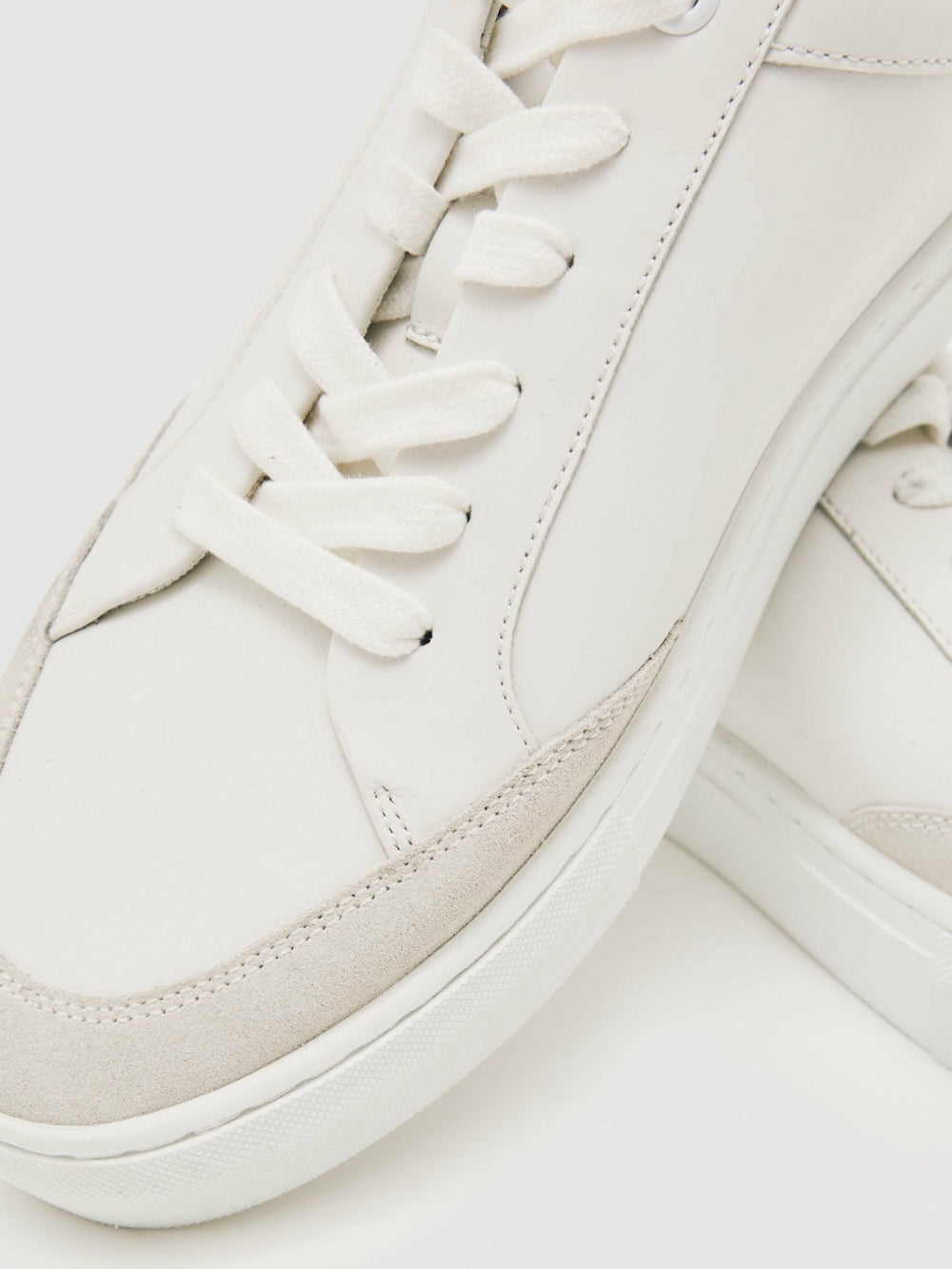 Reiss | Bonded-Leather Low-Top Trainers in White