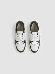 Reiss | Leather Panelled Trainers in Khaki/White
