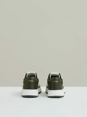 Reiss | Leather Panelled Trainers in Khaki/White