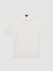 Reiss | Cotton-Silk Polo Shirt in Off White