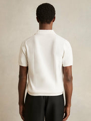 Reiss | Cotton-Silk Polo Shirt in Off White