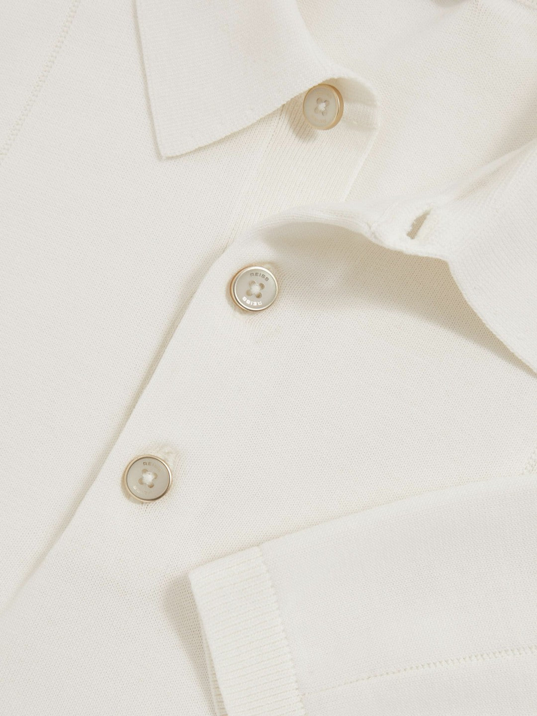 Reiss | Cotton-Silk Polo Shirt in Off White