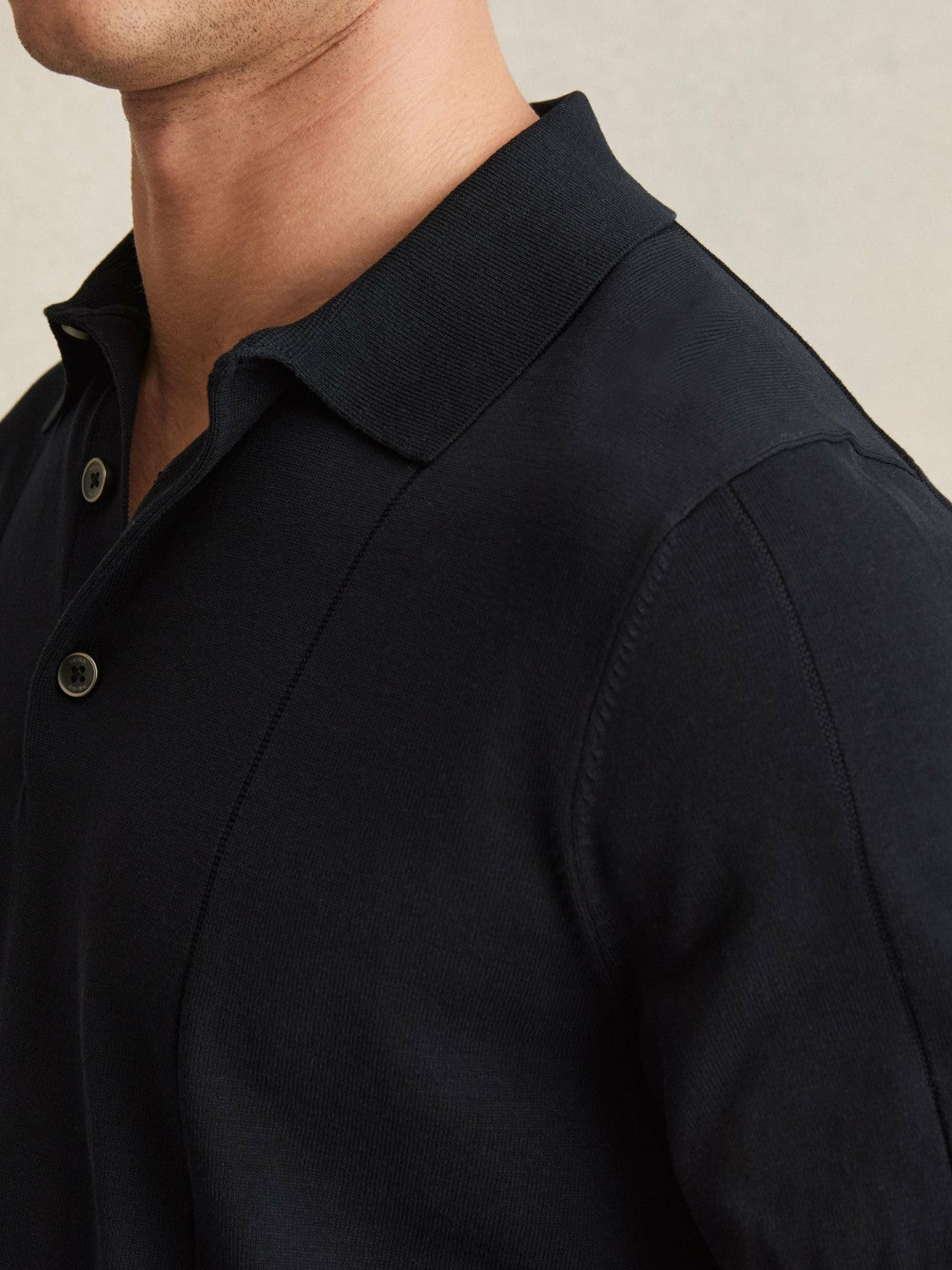 Reiss | Cotton-Silk Polo Shirt in Navy