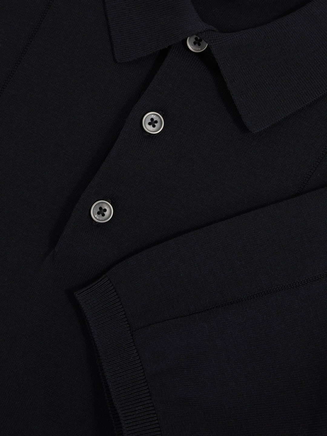 Reiss | Cotton-Silk Polo Shirt in Navy