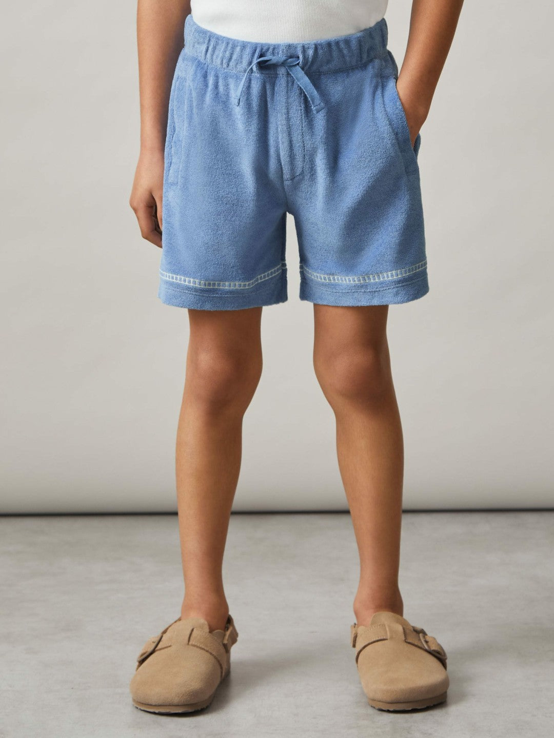 Reiss | 13-14 yrs Towelling Brand-Embroidered Shorts in Airforce Blue