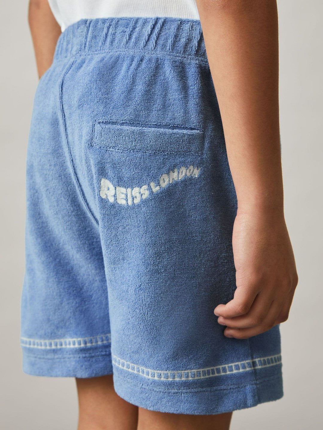 Reiss | 13-14 yrs Towelling Brand-Embroidered Shorts in Airforce Blue