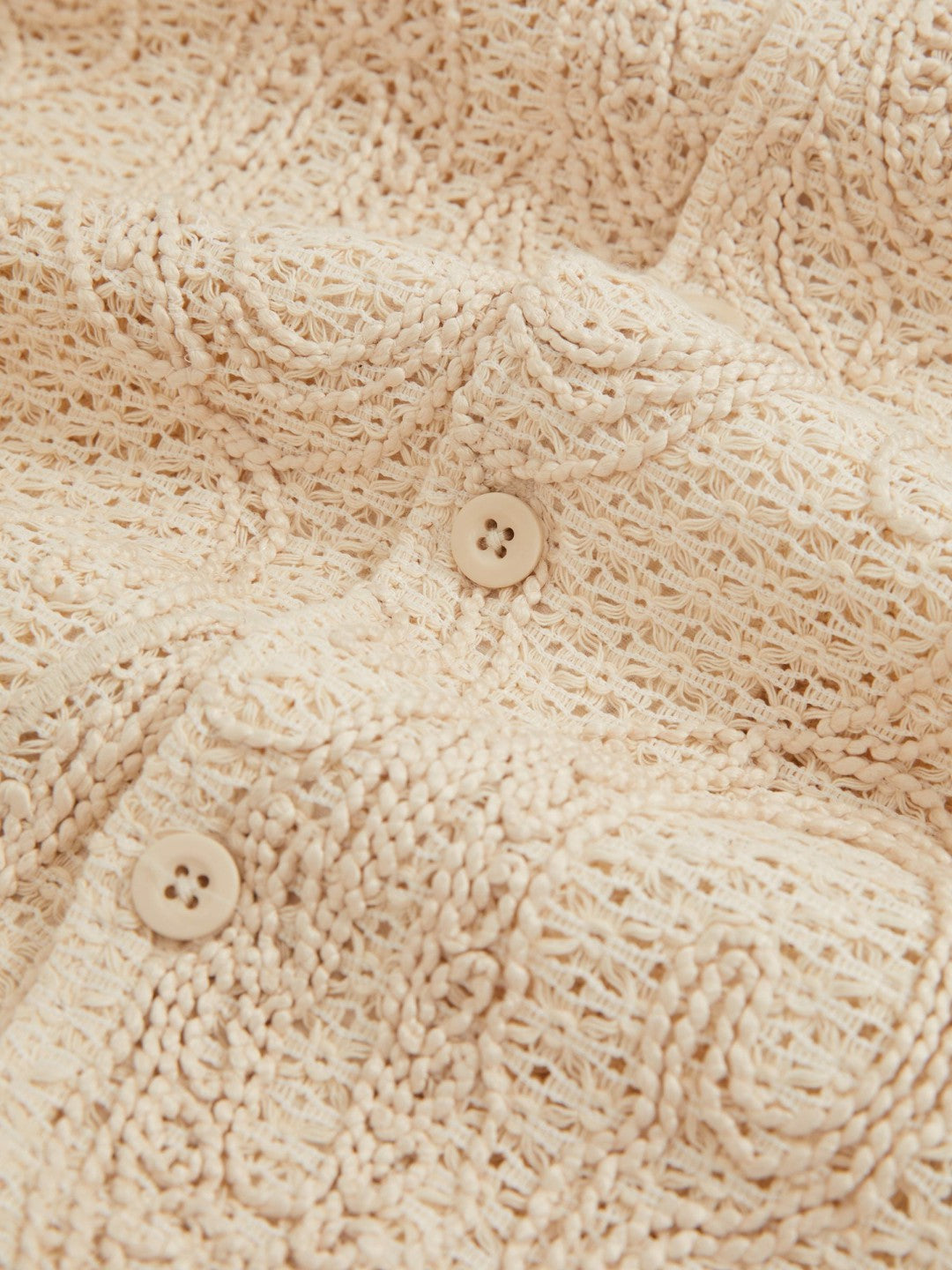 Reiss | Cotton-Blend Embroidered Crochet Shirt in Oatmeal