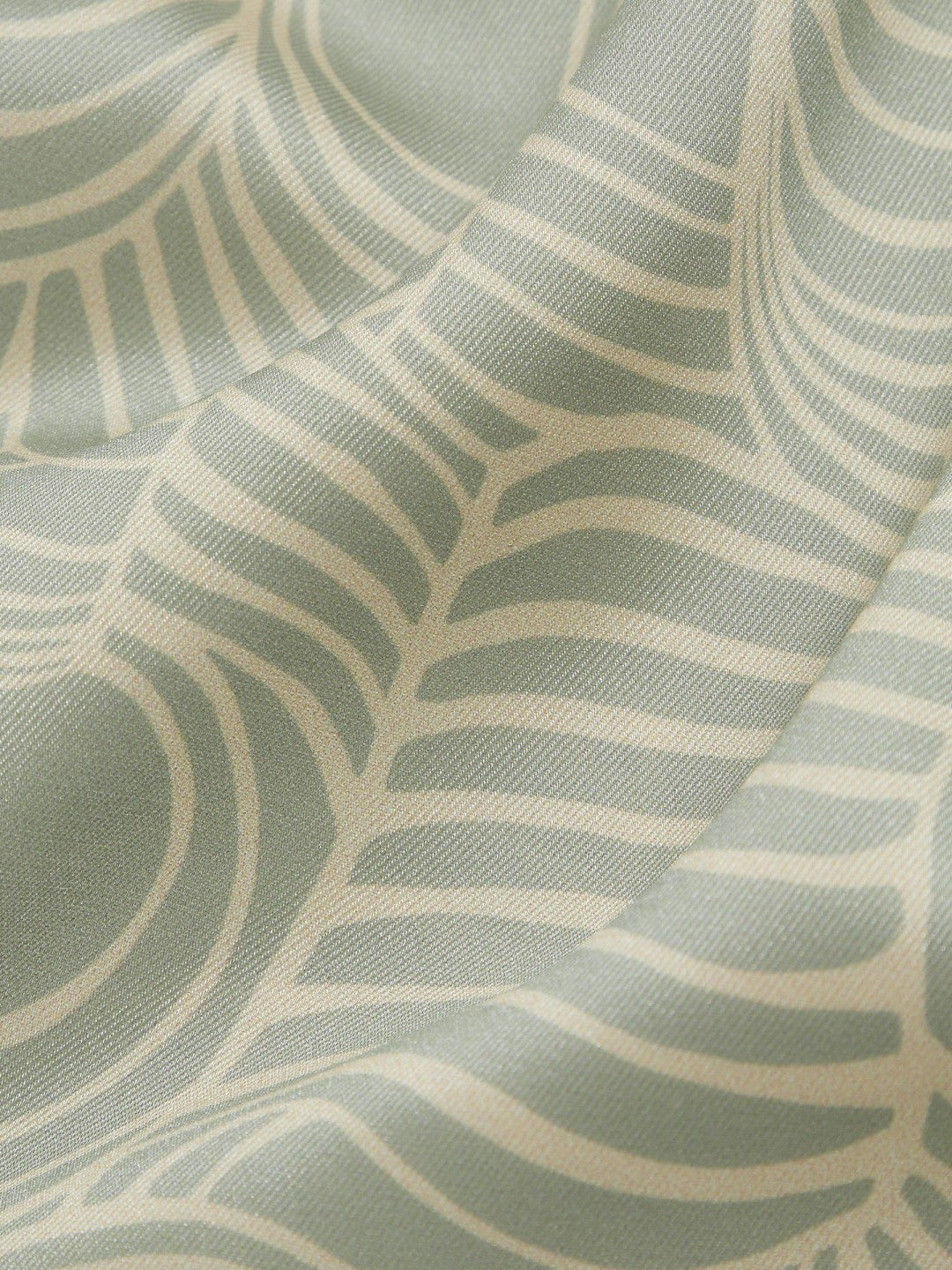 Reiss | Wave Print Cuban Collar Shirt in Sage Green