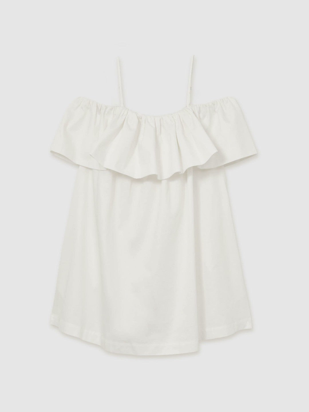 Reiss | Cotton Off Shoulder Mini Dress in Ivory Cream