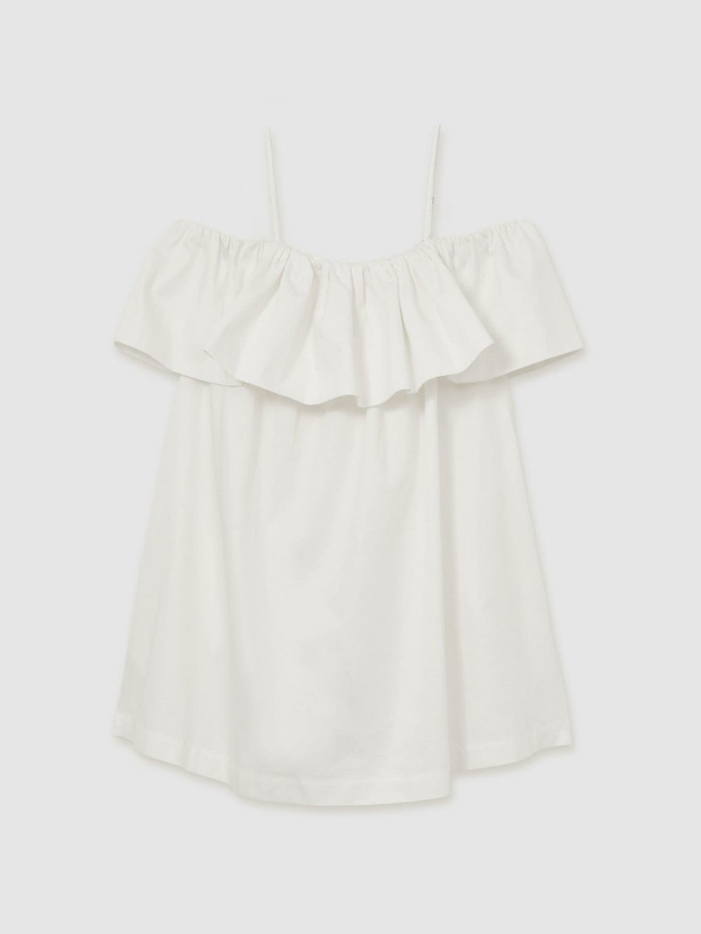 Reiss | Cotton Off Shoulder Mini Dress in Ivory Cream