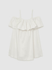 Reiss | Cotton Off Shoulder Mini Dress in Ivory Cream