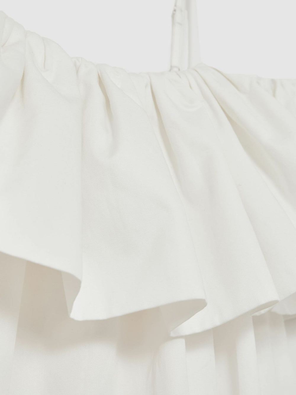 Reiss | Cotton Off Shoulder Mini Dress in Ivory Cream