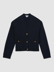 Reiss | Wool-Cashmere Button Cardigan in Navy