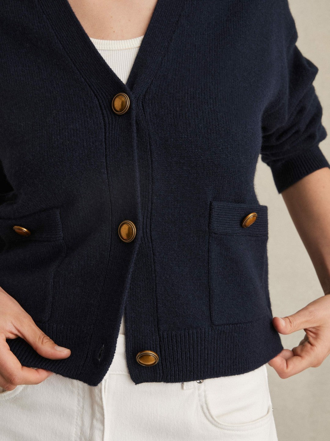 Reiss | Wool-Cashmere Button Cardigan in Navy