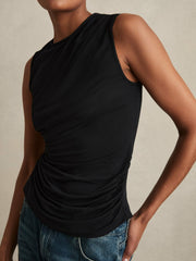 Reiss | Stretch-Modal Ruched Vest in Black