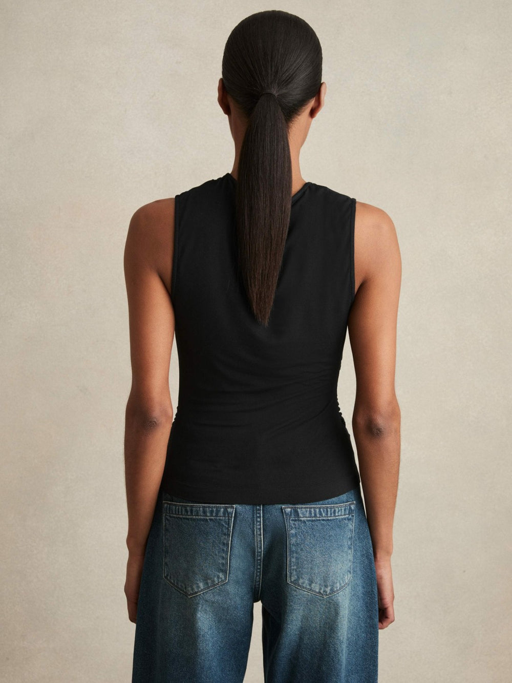Reiss | Stretch-Modal Ruched Vest in Black