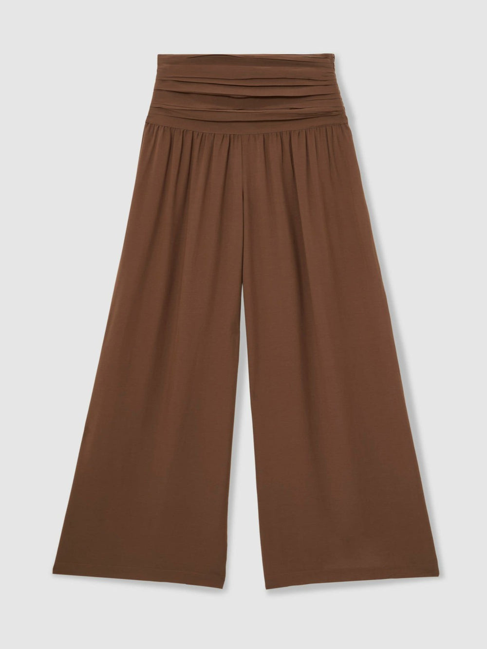 Reiss | Lyocell Blend Wide Leg Trousers in Brown