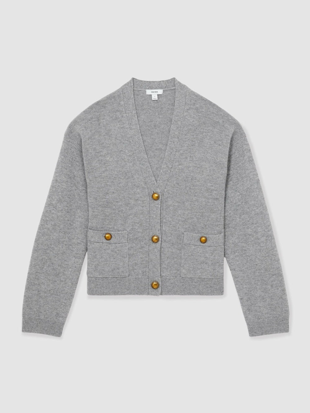 Reiss | Wool-Cashmere Button Cardigan in Silver Grey