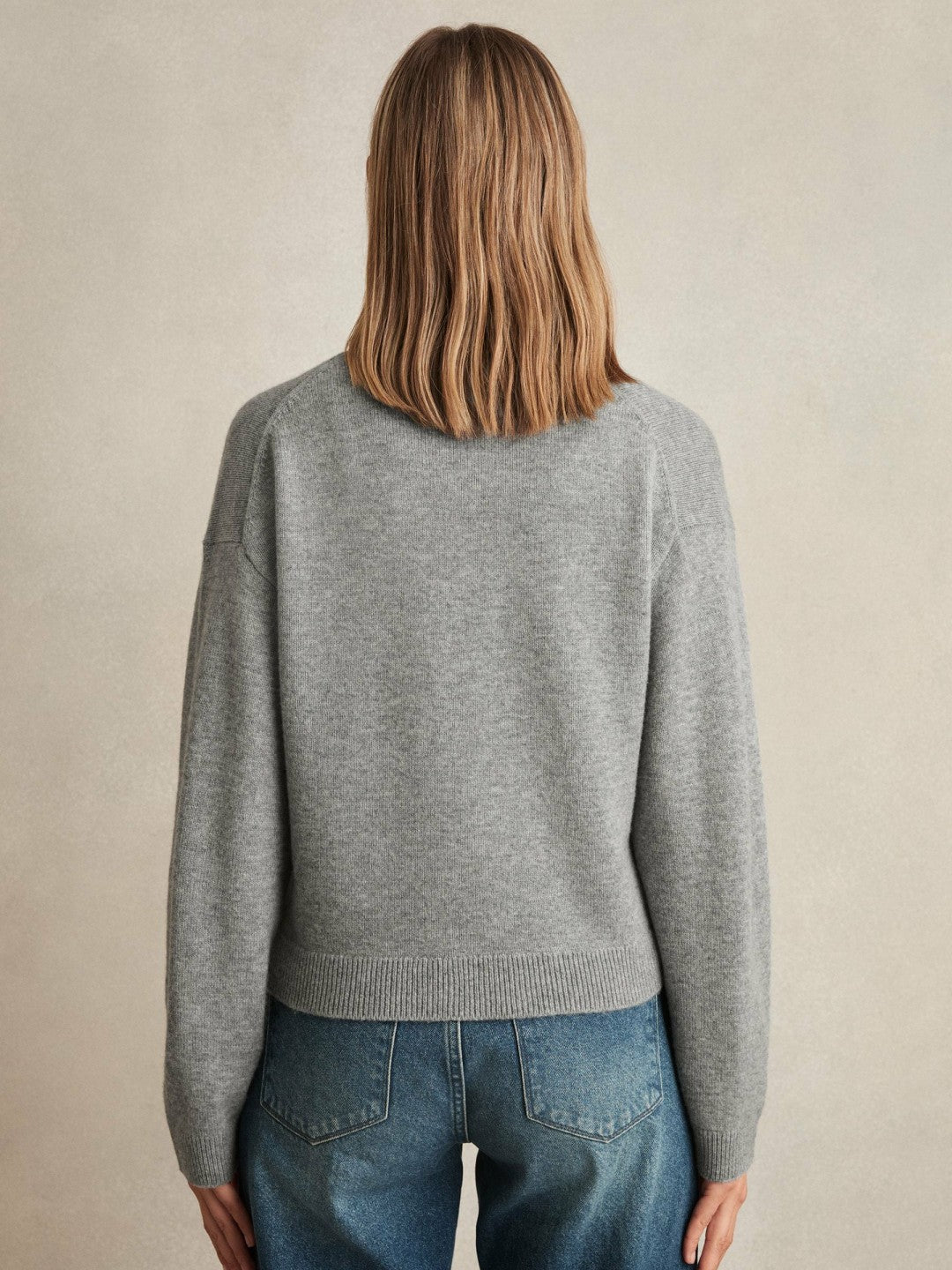 Reiss | Wool-Cashmere Button Cardigan in Silver Grey