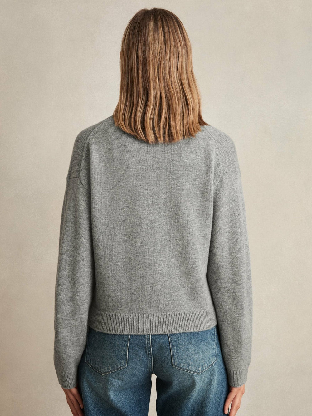 Reiss | Wool-Cashmere Button Cardigan in Silver Grey