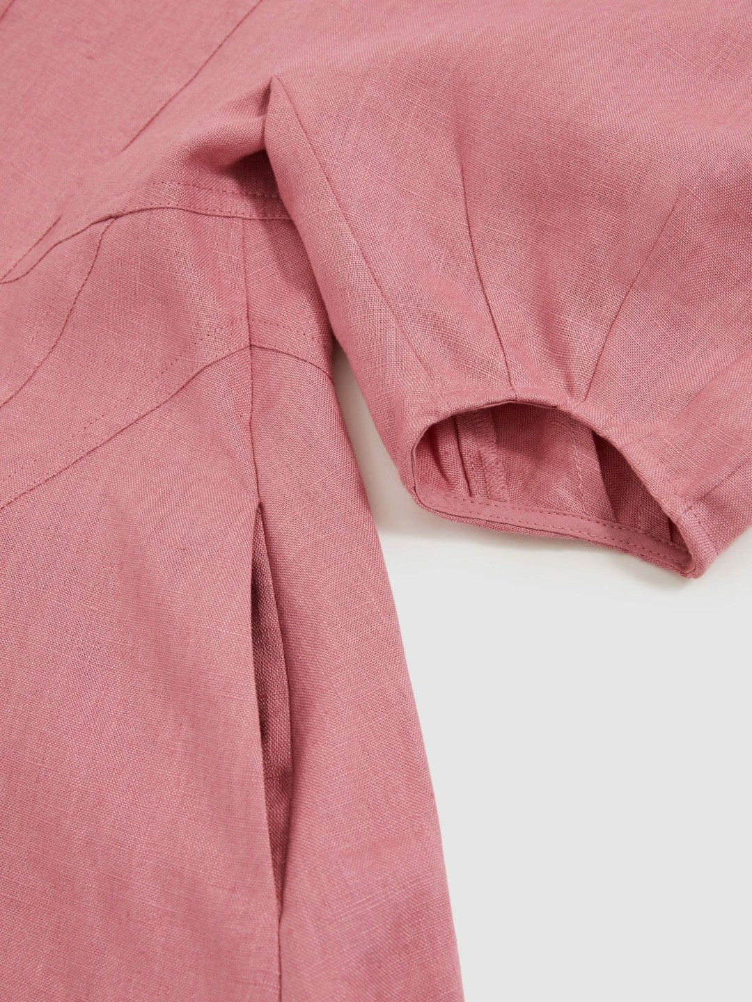 Reiss | 9-13 yrs Linen Balloon-Sleeve Dress in Pink