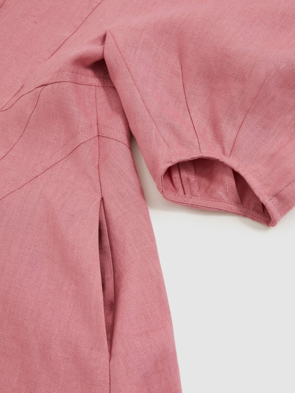 Reiss | 9-13 yrs Linen Balloon-Sleeve Dress in Pink