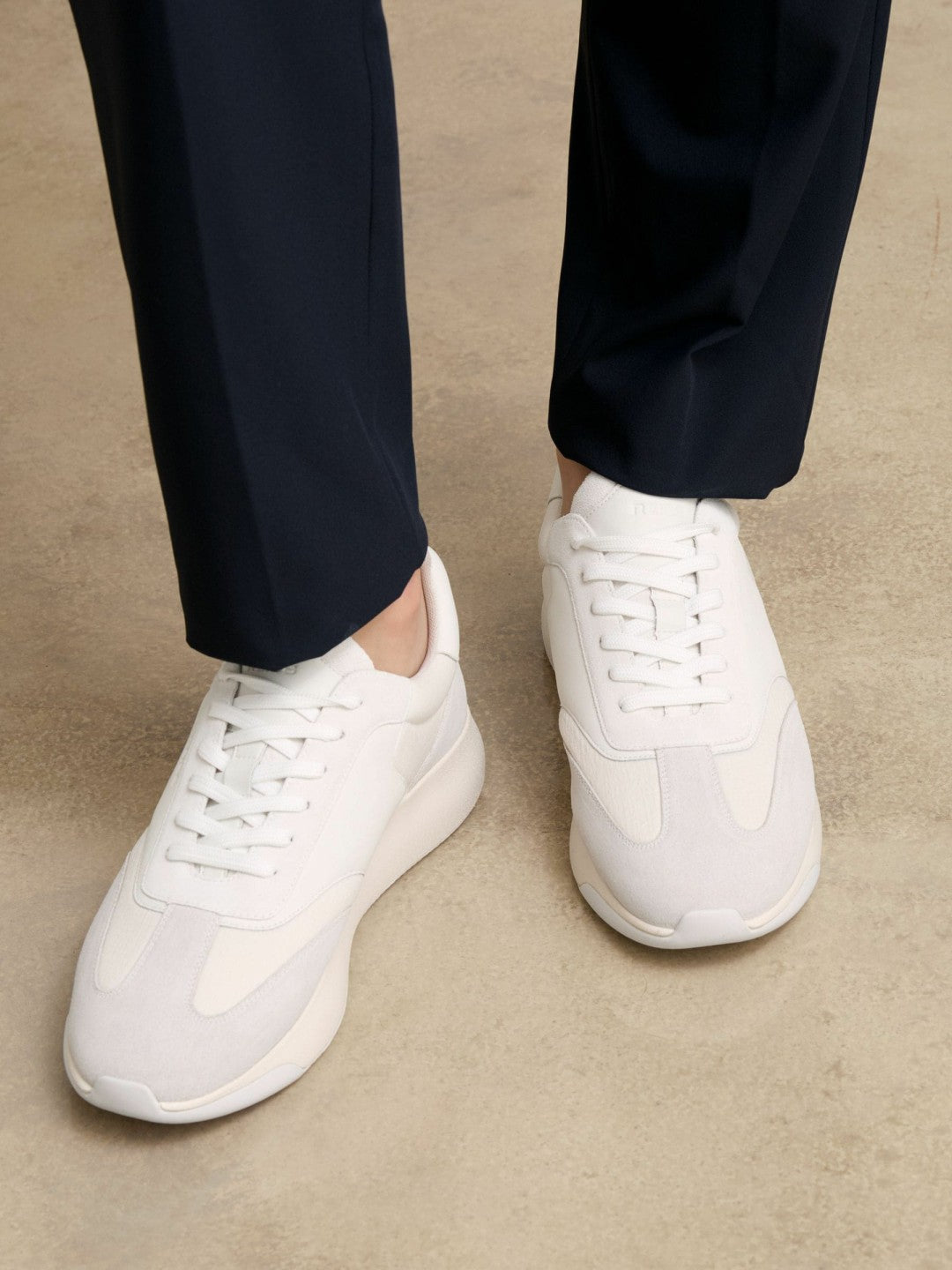 Reiss | Bonded-Leather Suede Running Trainers in White