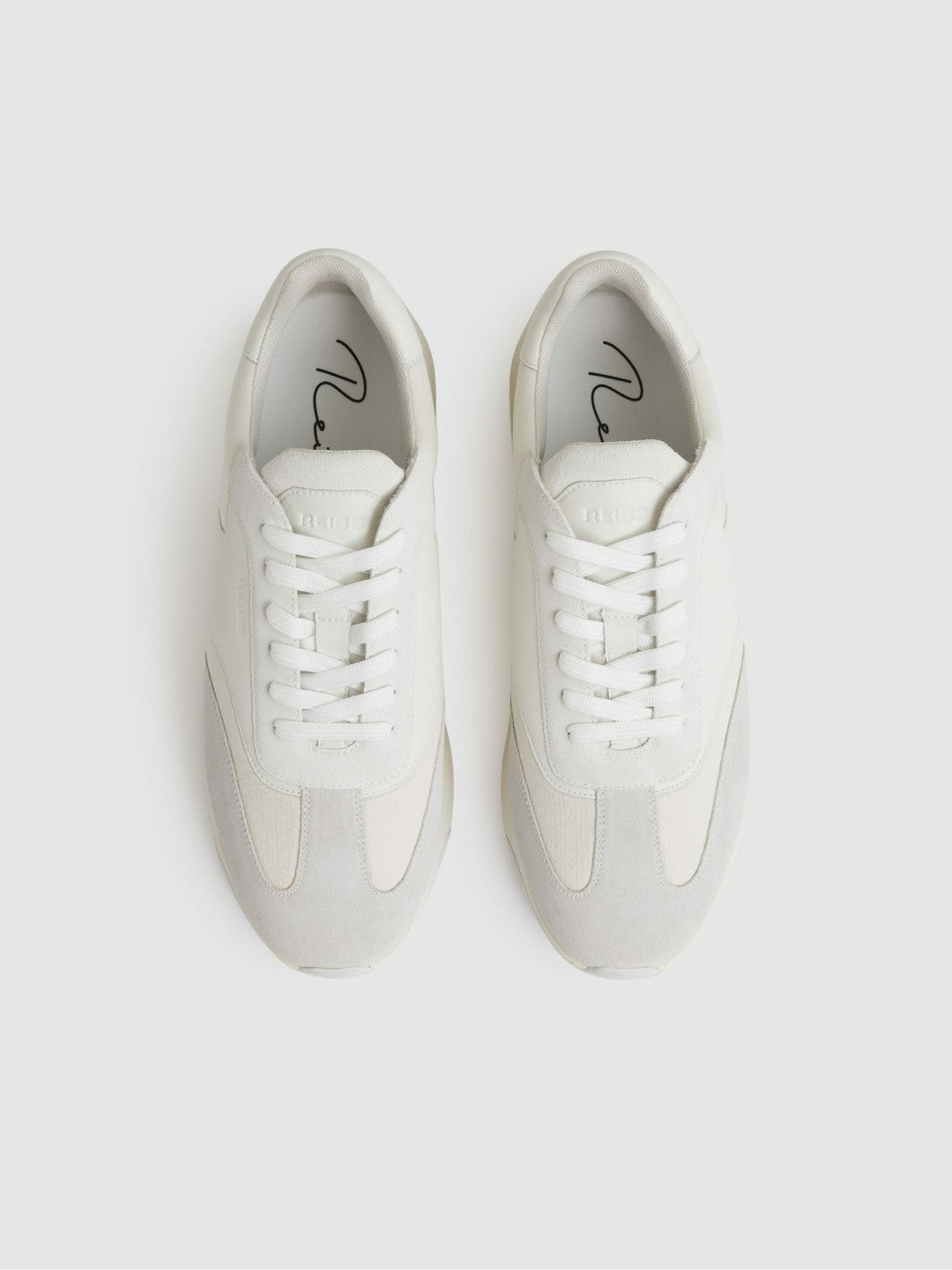Reiss | Bonded-Leather Suede Running Trainers in White