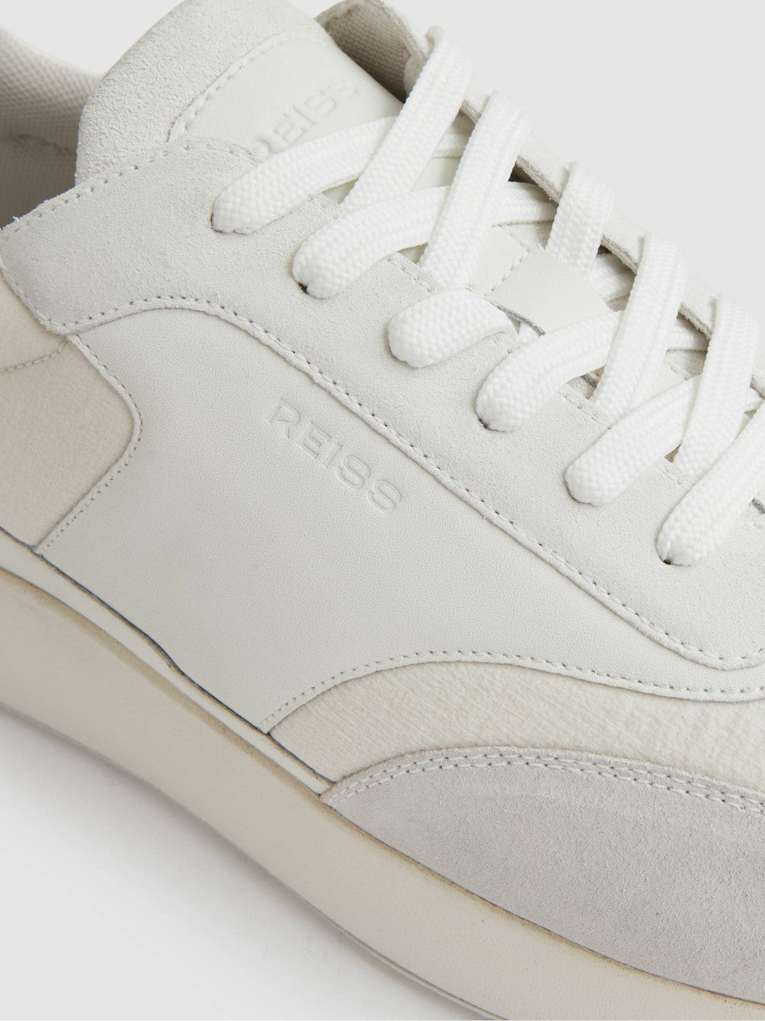 Reiss | Bonded-Leather Suede Running Trainers in White