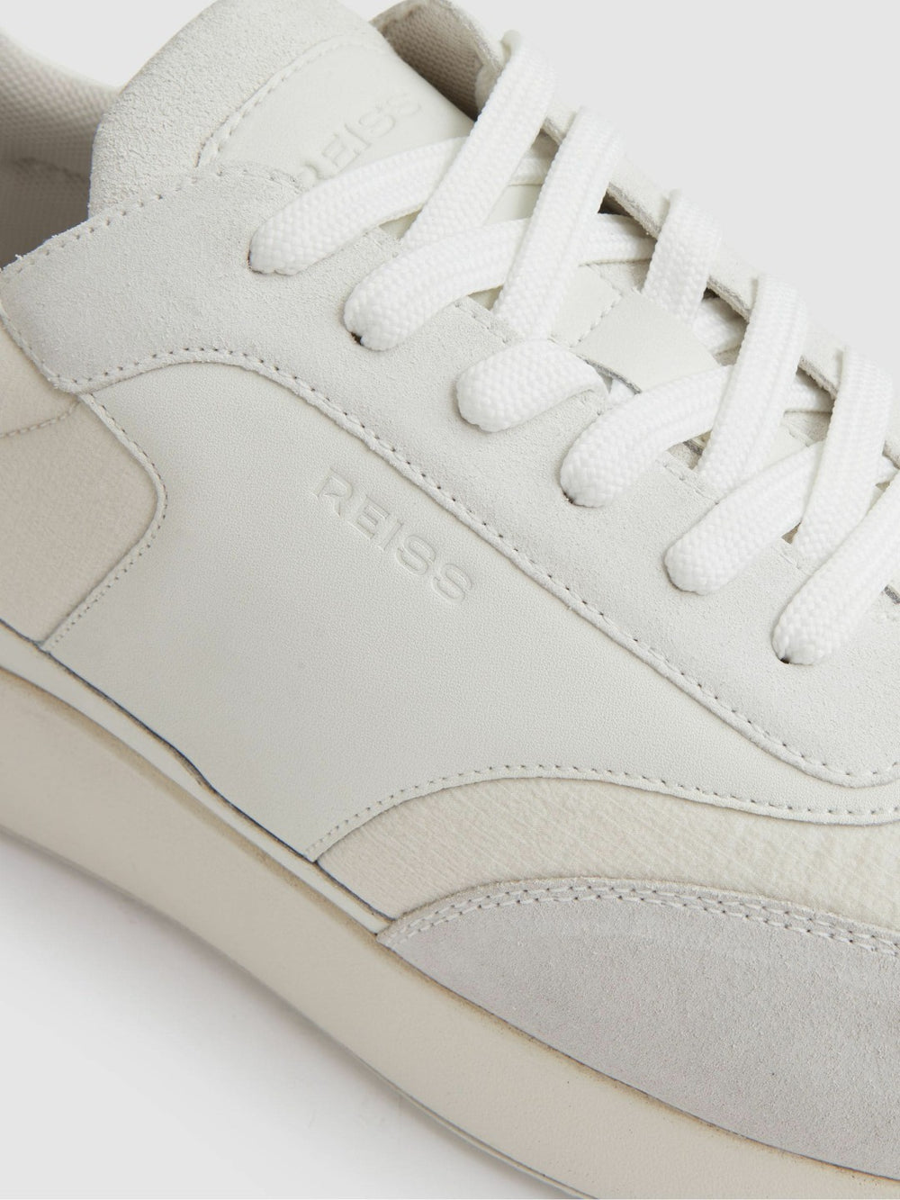 Reiss | Bonded-Leather Suede Running Trainers in White