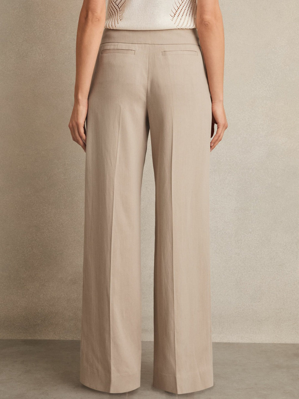 Reiss | Petite Lyocell-Linen Wide-Leg Trousers in Neutral