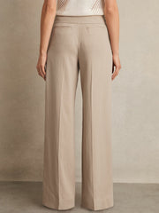 Reiss | Petite Lyocell-Linen Wide-Leg Trousers in Neutral