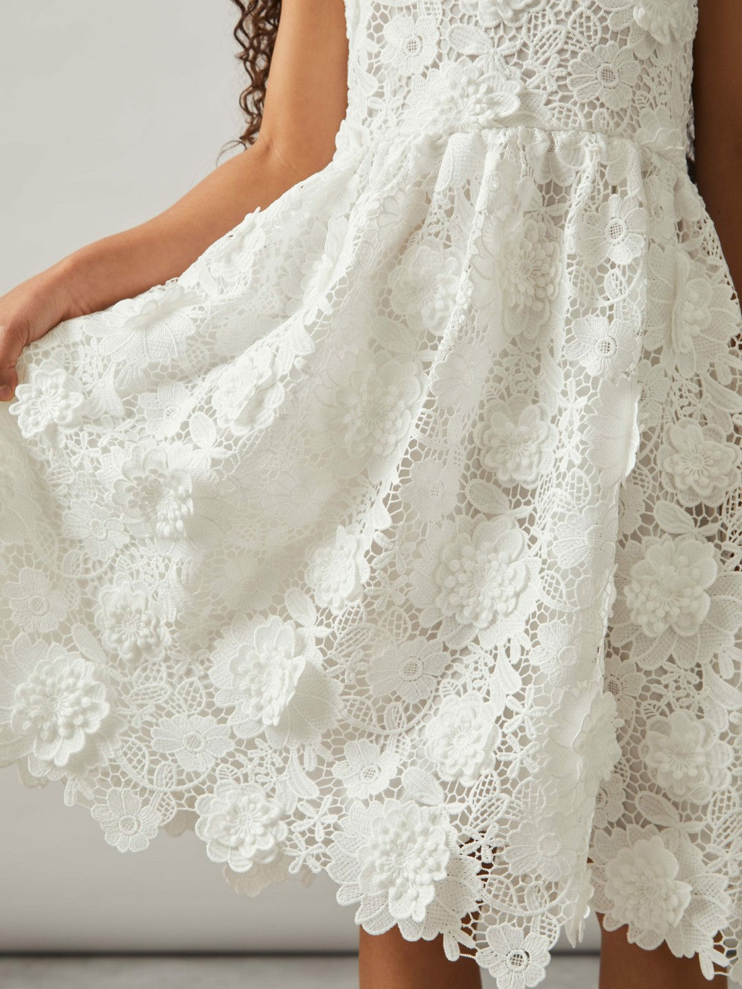 Reiss | 13-14 yrs Guipure-Lace Midi Dress in Ivory