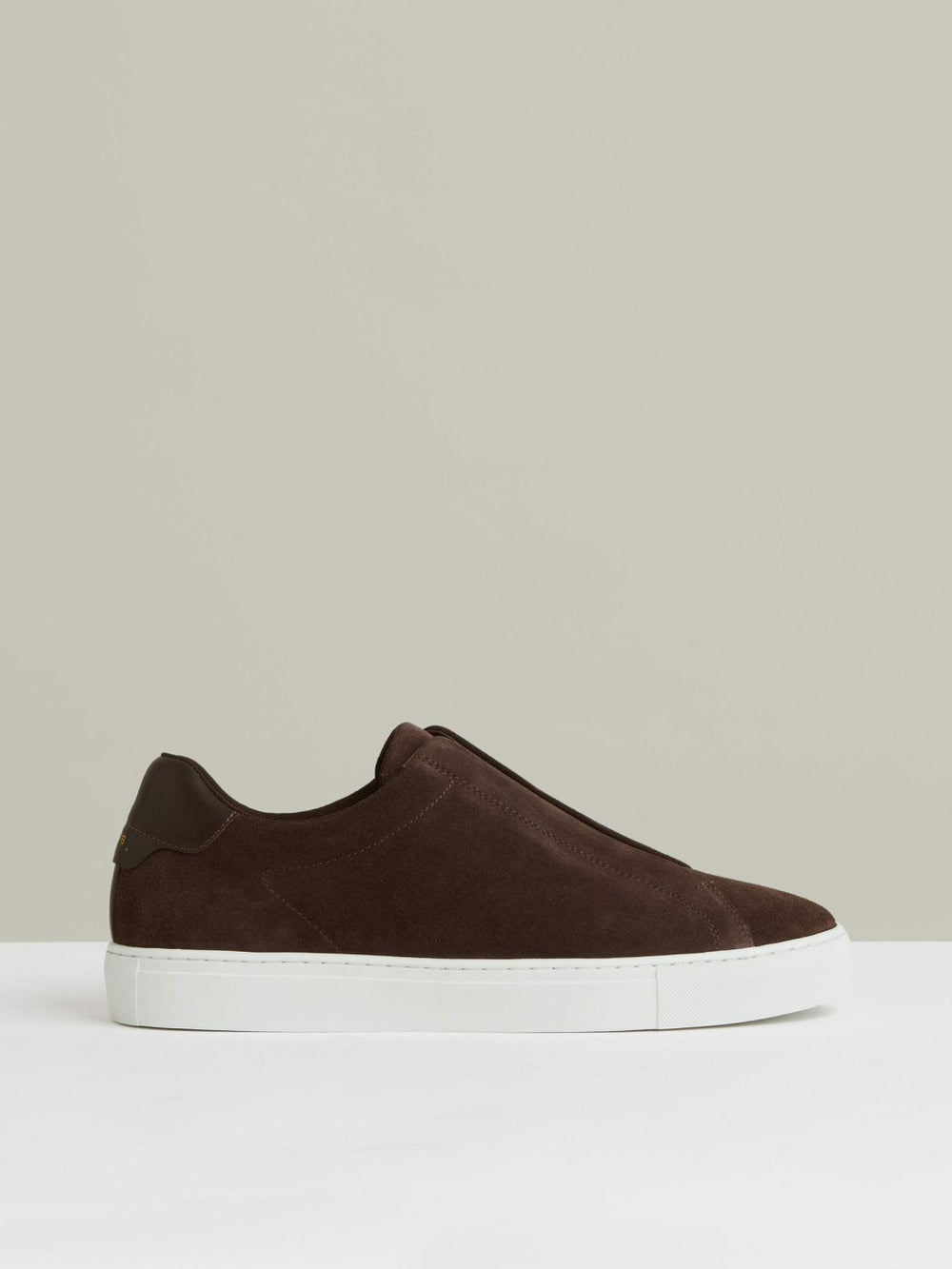 Reiss | Suede Slip-On Elasticated Trainers in Chocolate Brown