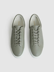 Reiss | Tumbled-Leather Low-Top Trainers in Mint Green
