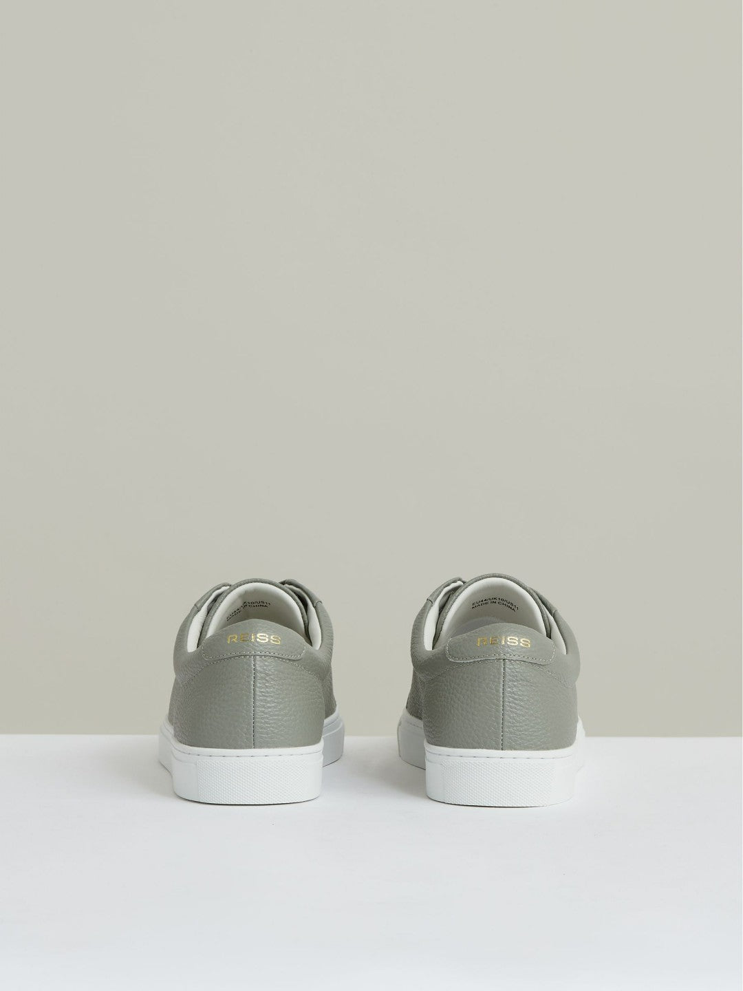 Reiss | Tumbled-Leather Low-Top Trainers in Mint Green