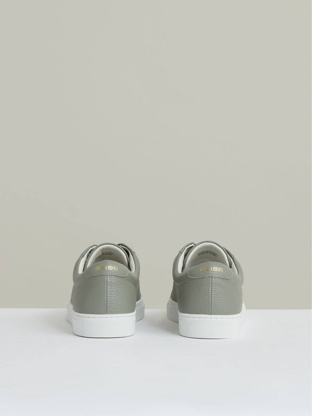 Reiss | Tumbled-Leather Low-Top Trainers in Mint Green
