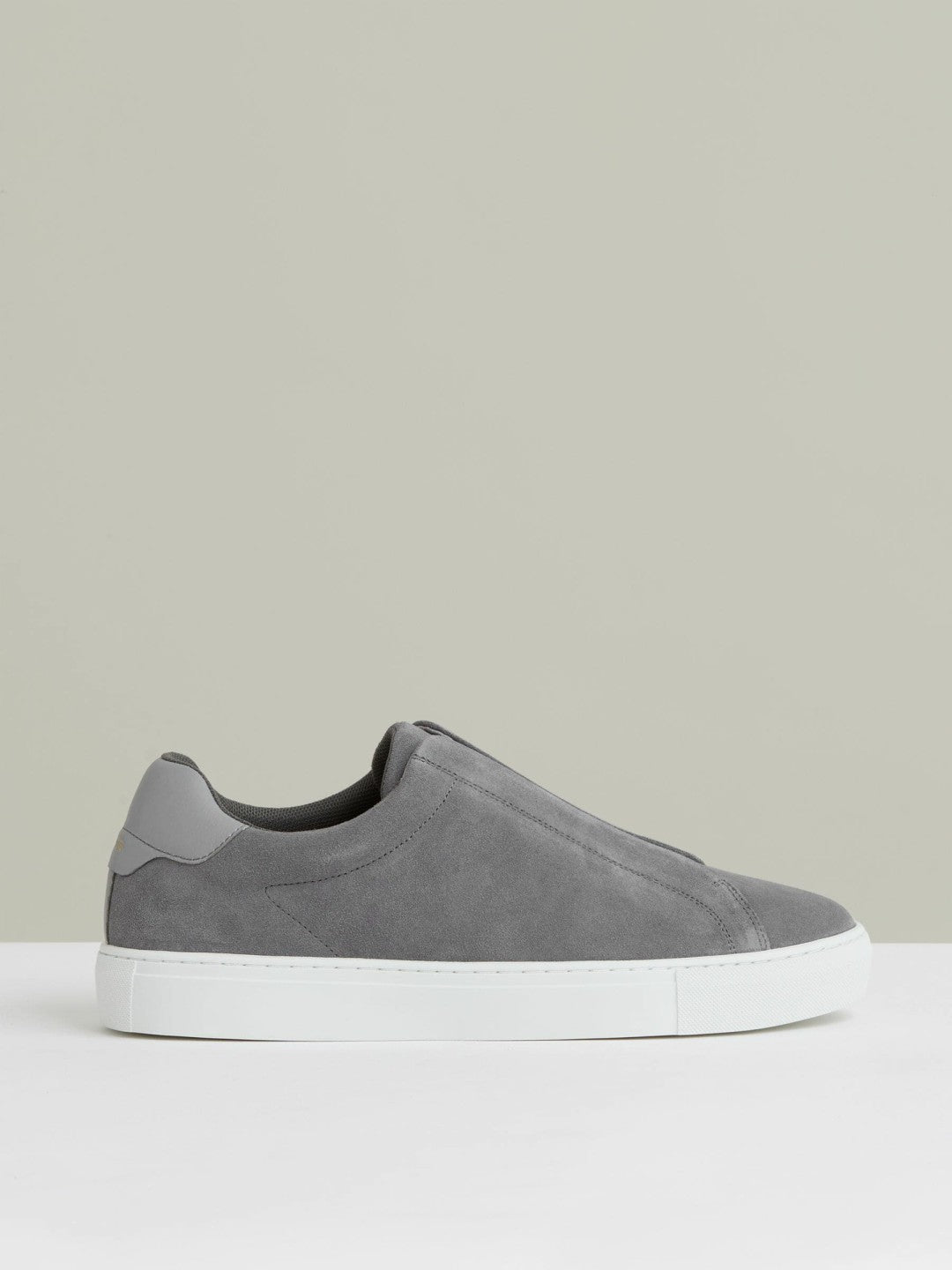 Reiss | Suede Slip-On Elasticated Trainers in Grey
