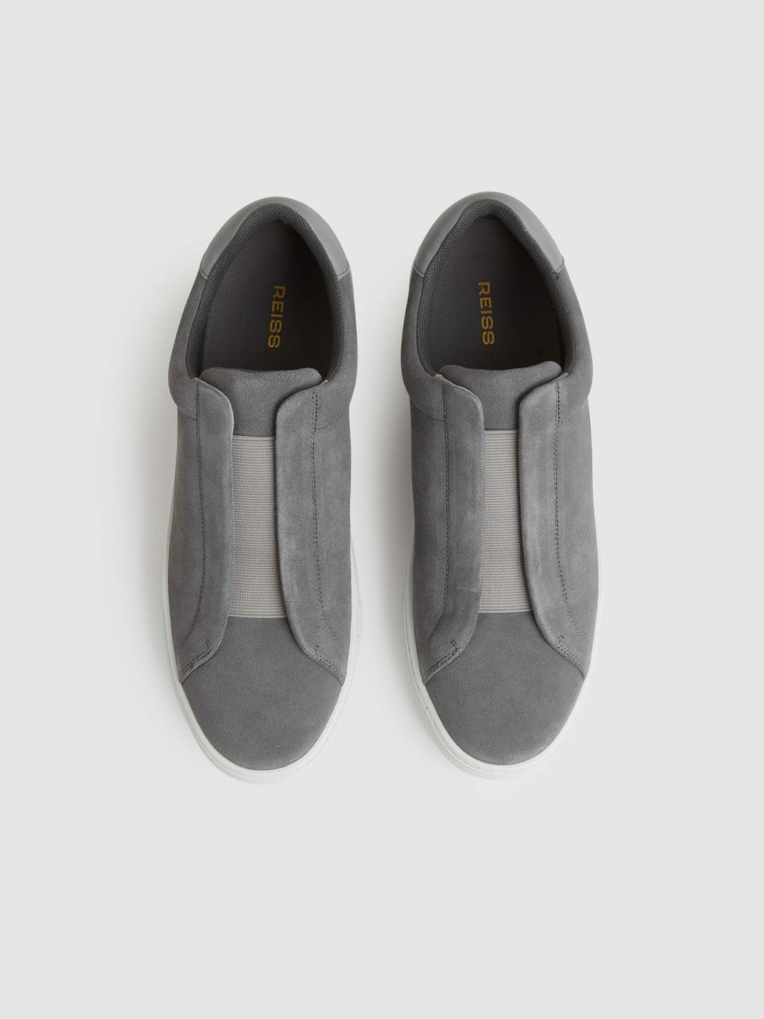 Reiss | Suede Slip-On Elasticated Trainers in Grey