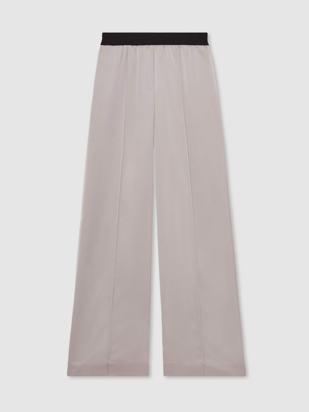 Reiss | Petite Satin Wide Leg Elastic Waist Trousers in Grey