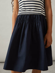 Reiss | 13-14 yrs Cotton Layered Sleeveless Midi Dress in Navy