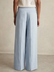 Reiss | Lyocell-Linen Wide-Leg Trousers in Blue