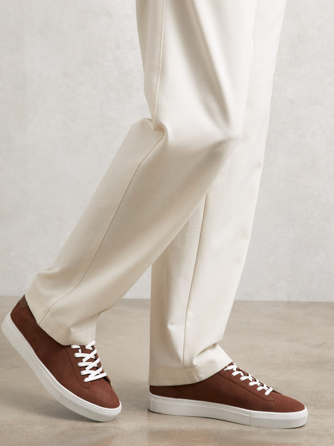 Reiss | Nubuck Leather Low-Top Trainers in Brickwood Red