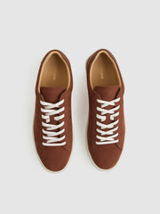 Reiss | Nubuck Leather Low-Top Trainers in Brickwood Red