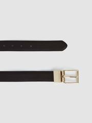 Reiss | Reversible Leather Belt with Interchangeable Buckle in Black/Brown