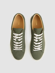 Reiss | Nubuck Leather Low-Top Trainers in Thyme Green